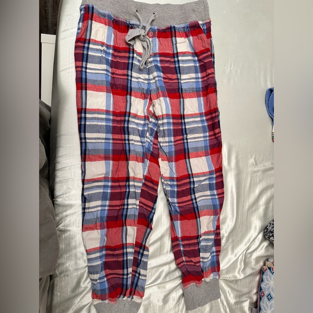 Aerie Red and Blue Plaid Pj Jogger Pants